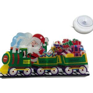 Christmas Santa Train Window Ornament Battery Operated Light-Up Decoration READ